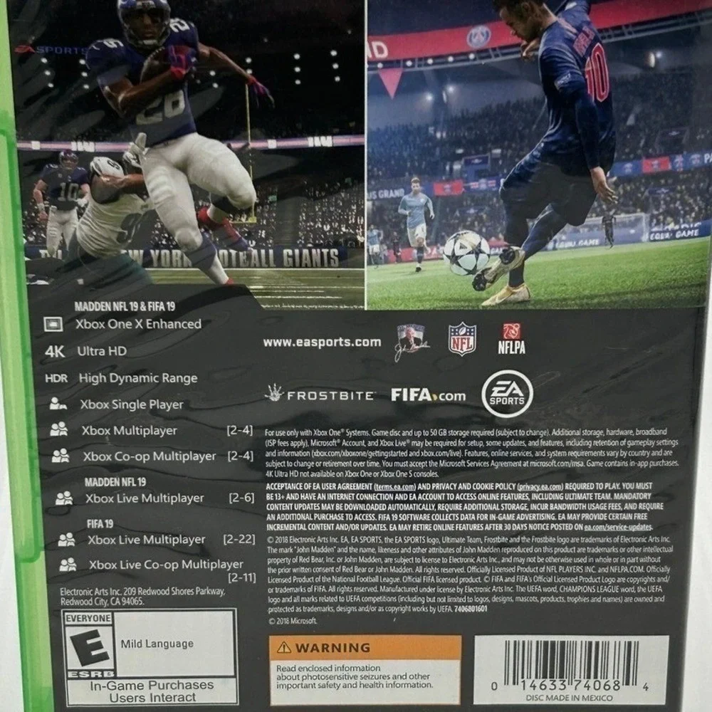 EA Sports Madden NFL 19 & FIFA 19‎ Xbox One Bundle Green Excellent 2-Disc Set